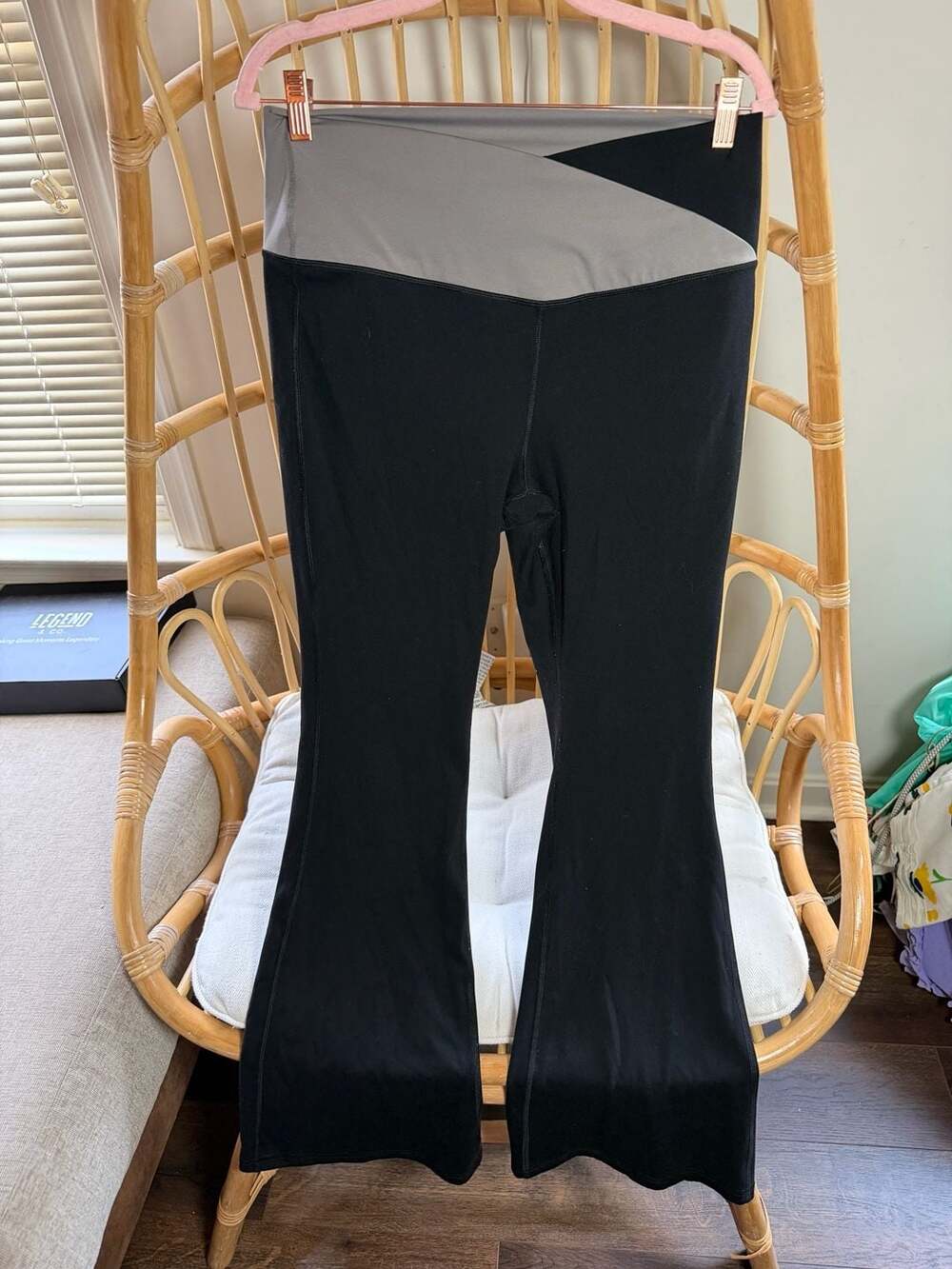 Velocity Activewear Form Fold Over Flare Leggings in Black